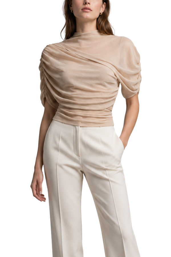 The Athena Mesh Cowl Top