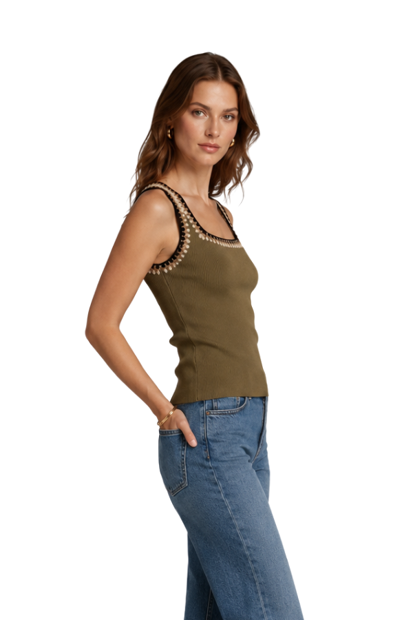 The Galia Crochet Trimmed Tank Top