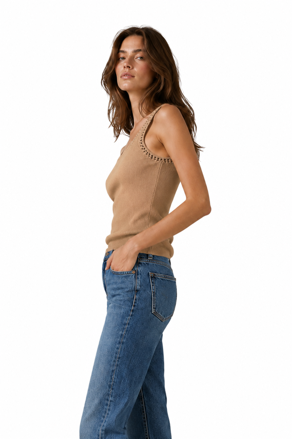 The Galia Crochet Trimmed Tank Top